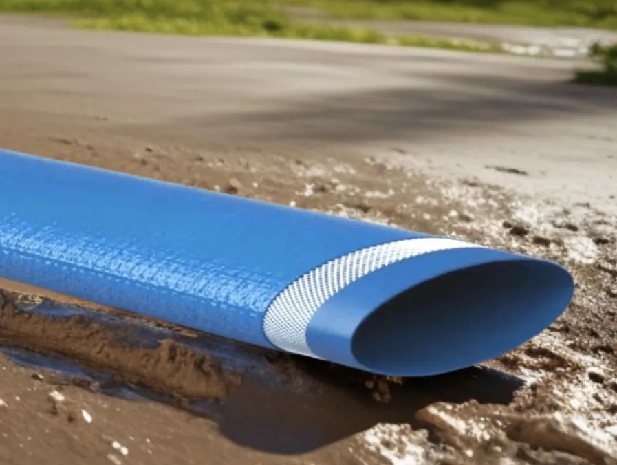 Blue layflat PVC hose