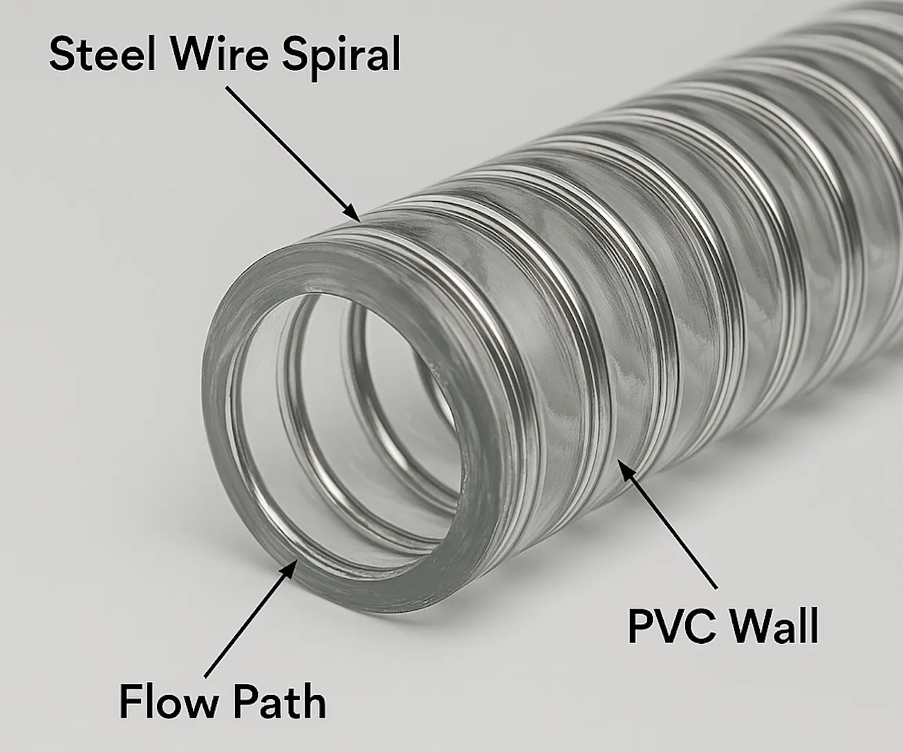 خرطوم أسلاك الفولاذ PVC الشفاف